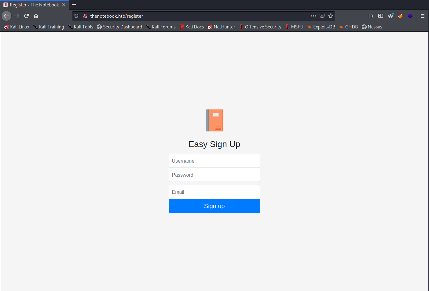 TheNotebook Register