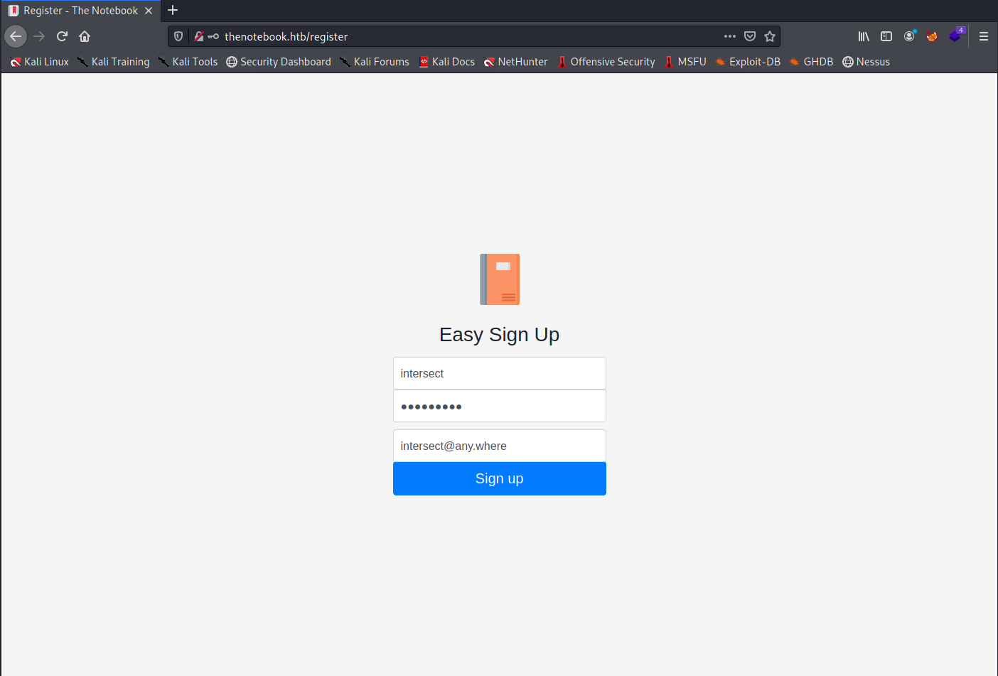 TheNotebook Signup