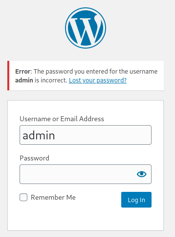 Incorrect password